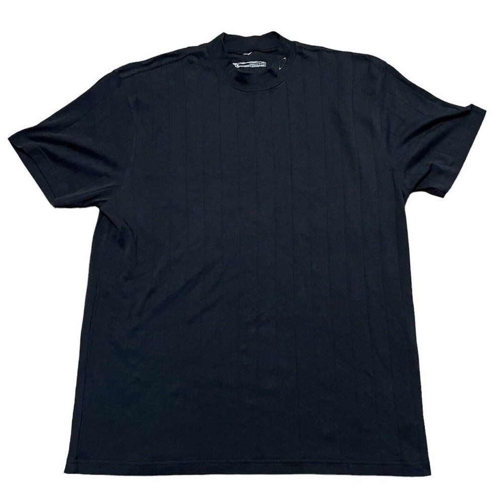 Oakley Black On Black Collar Logo Horizontal Striped Soft T-Shirt Size XL